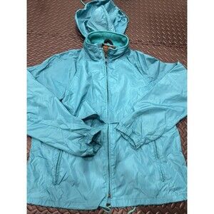 Vintage Eddie Bauer Jacket Mens Teal Blue Full Zip Hooded Vented Medium Outdoor